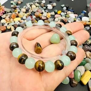 Wealth Bracelet women men Gemstone natural stone tiger eyes aventurine vintage